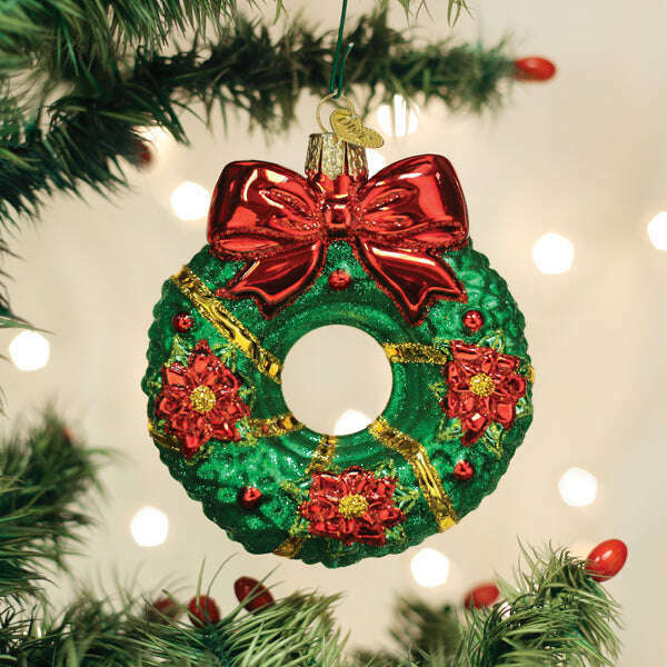 Old World Christmas Christmas Wreath Blown Glass Ornament