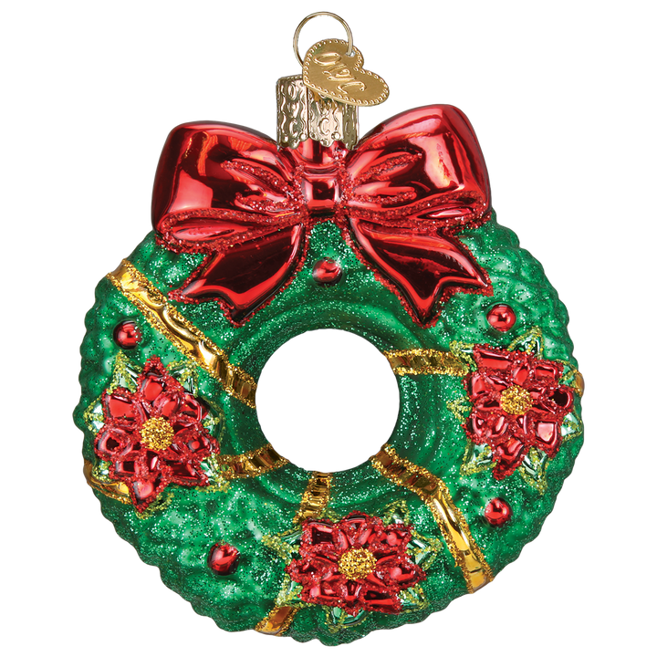 Old World Christmas Christmas Wreath Blown Glass Ornament