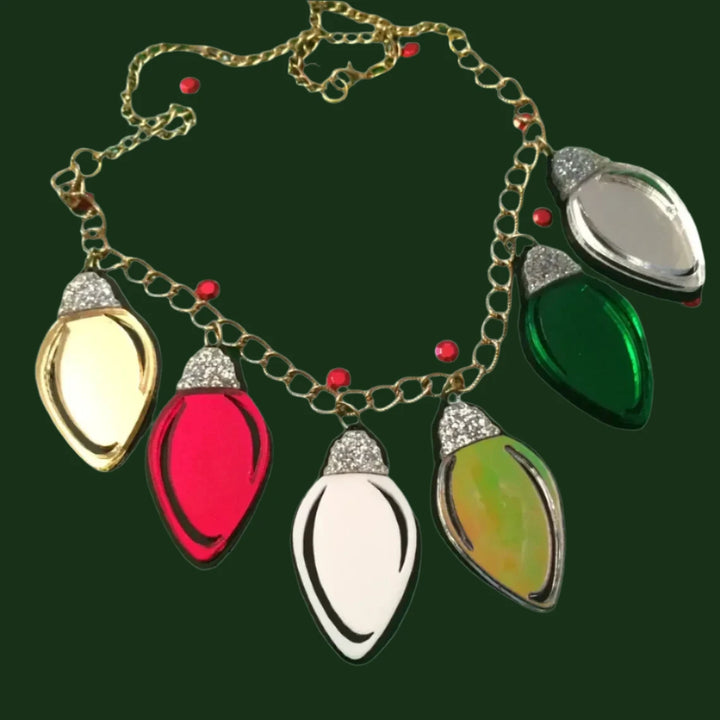 Christmas Lights Holiday Acrylic Charm Necklace