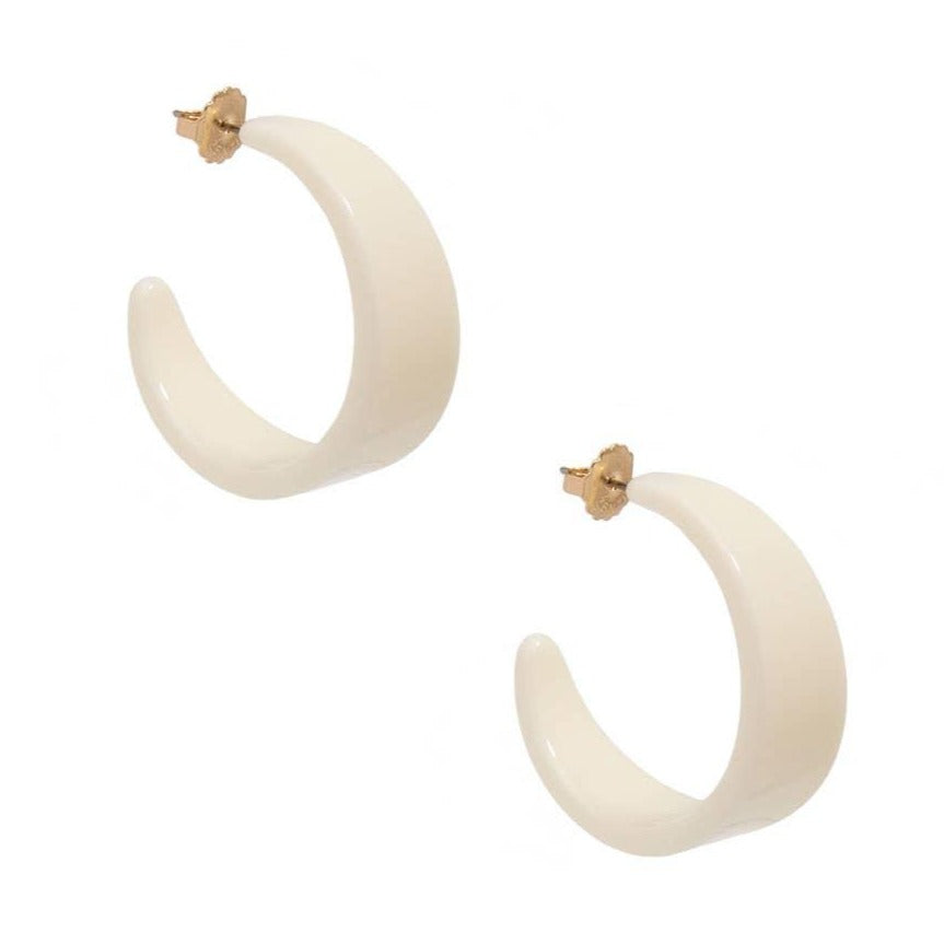 Chunky Resin Hoop Earrings- Cream - Quirks!