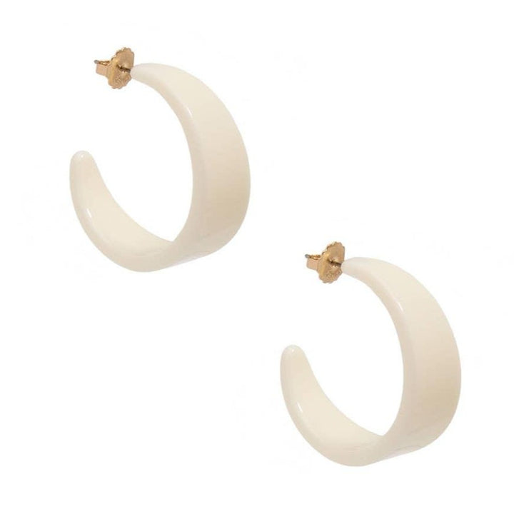 Chunky Resin Hoop Earrings- Cream - Quirks!