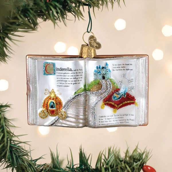 Old World Christmas Cinderella Book Blown Glass Ornament