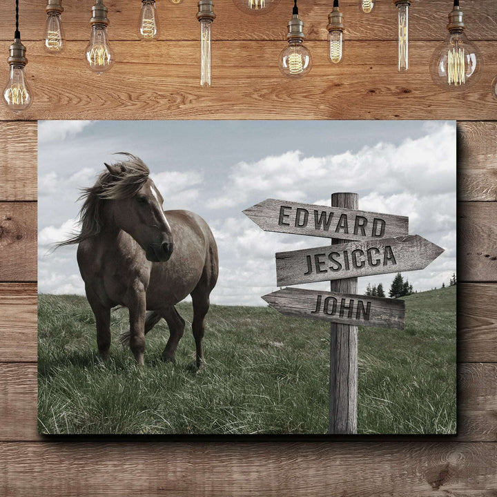 Classic Horse Family Name Sign