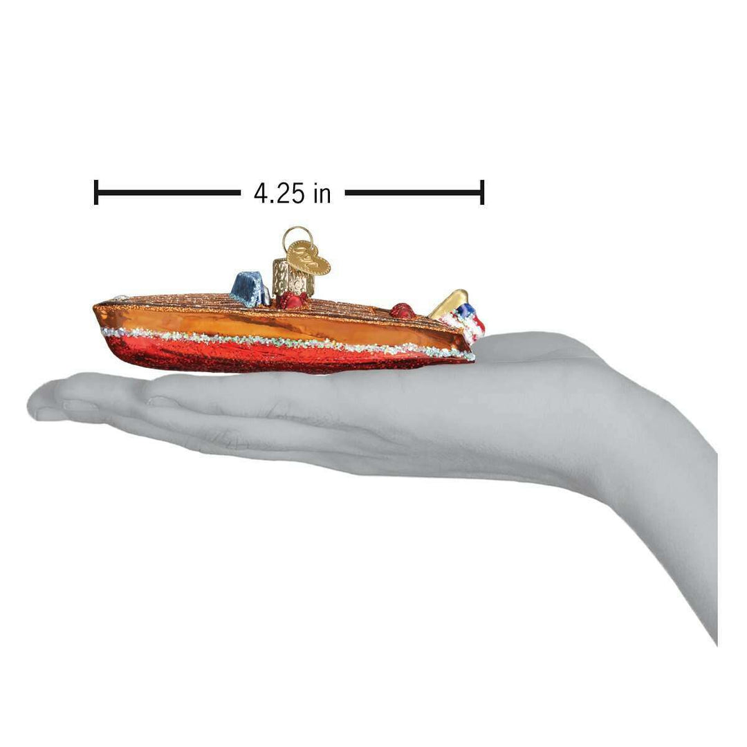 Old World Christmas Classic Wooden Boat Blown Glass Ornament