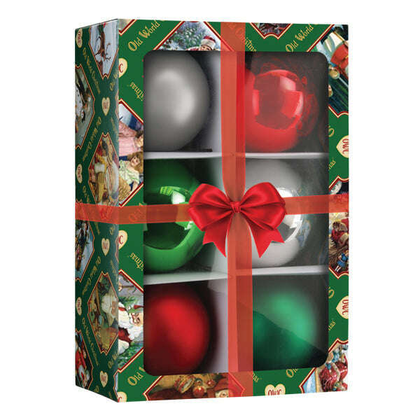 Old World Christmas Classic Balls 3.5 Inch 6-Count Blown Glass Ornament Set
