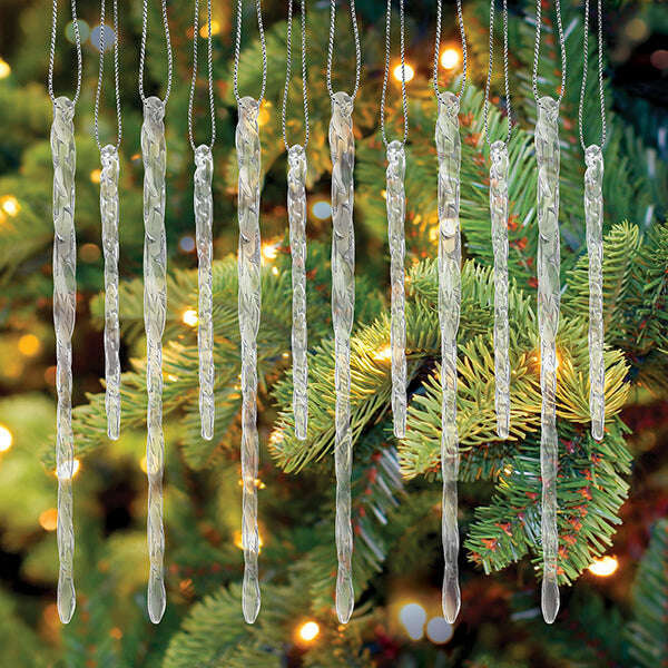 Old World Christmas Clear Glass Icicles Set of 24 Ornaments