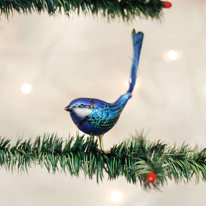 Old World Christmas Clip-On Fairy Wren Blown Glass Ornament