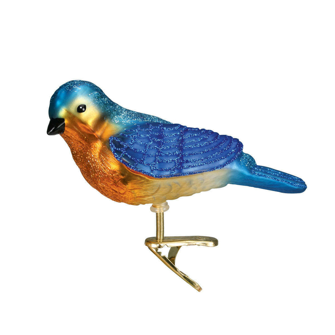 Old World Christmas Clip-On Western Bluebird Blown Glass Ornament