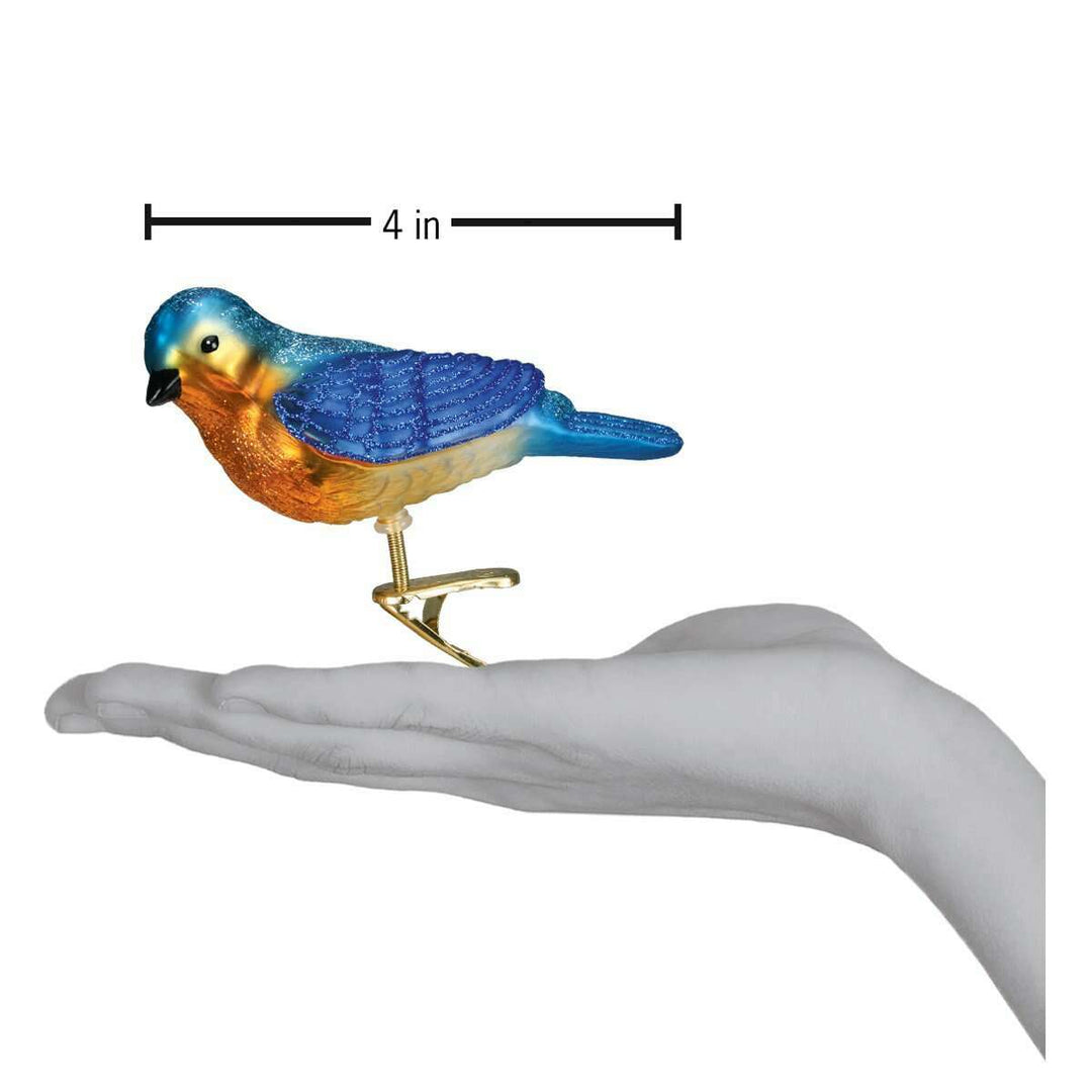 Old World Christmas Clip-On Western Bluebird Blown Glass Ornament