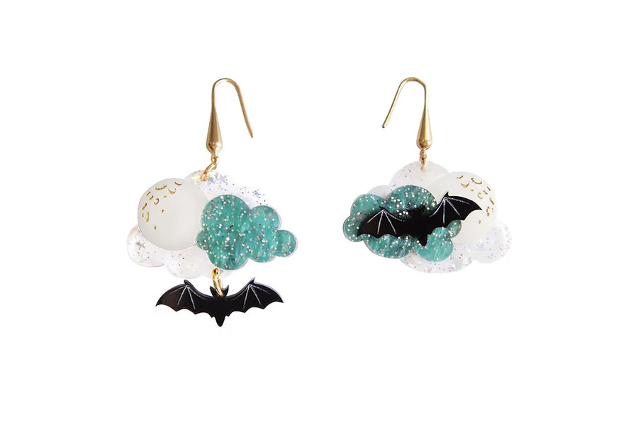 Cloud with Bats Halloween Earrings by Laliblue - Quirks!