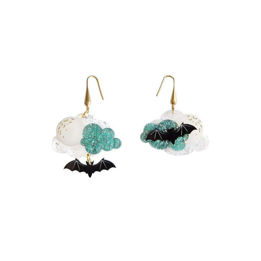 Cloud with Bats Halloween Earrings by Laliblue - Quirks!