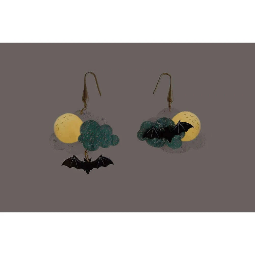 Cloud with Bats Halloween Earrings by Laliblue - Quirks!