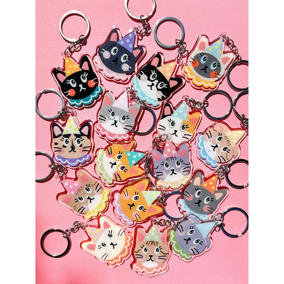 Clown Cat Acrylic Keychain