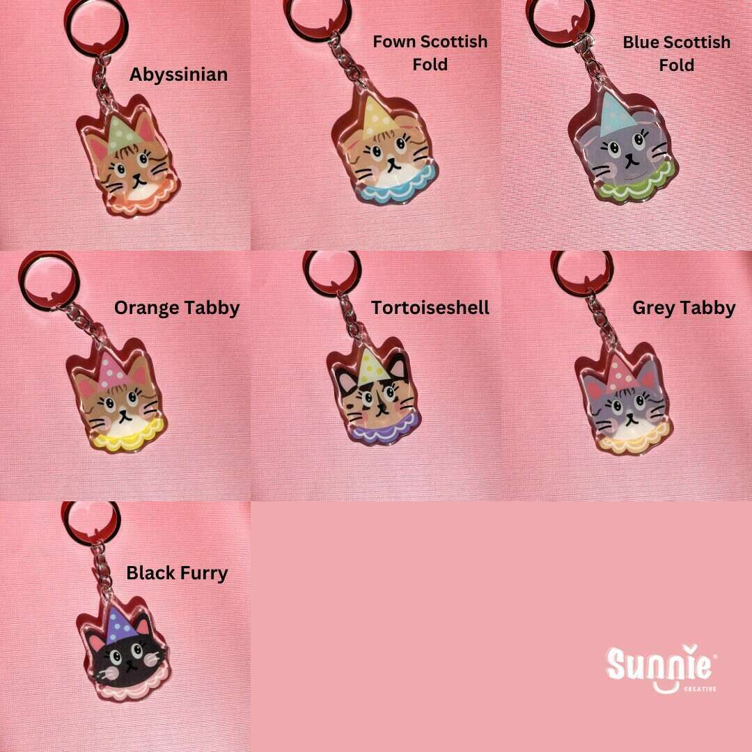 Clown Cat Acrylic Keychain