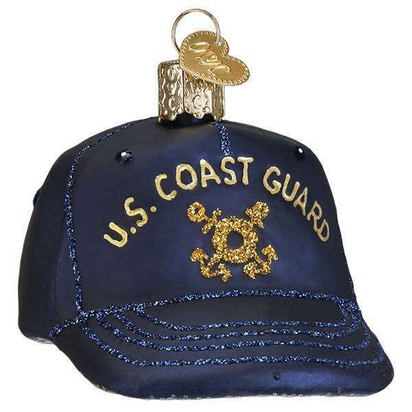 Old World Christmas Coast Guard Cap Blown Glass Ornament