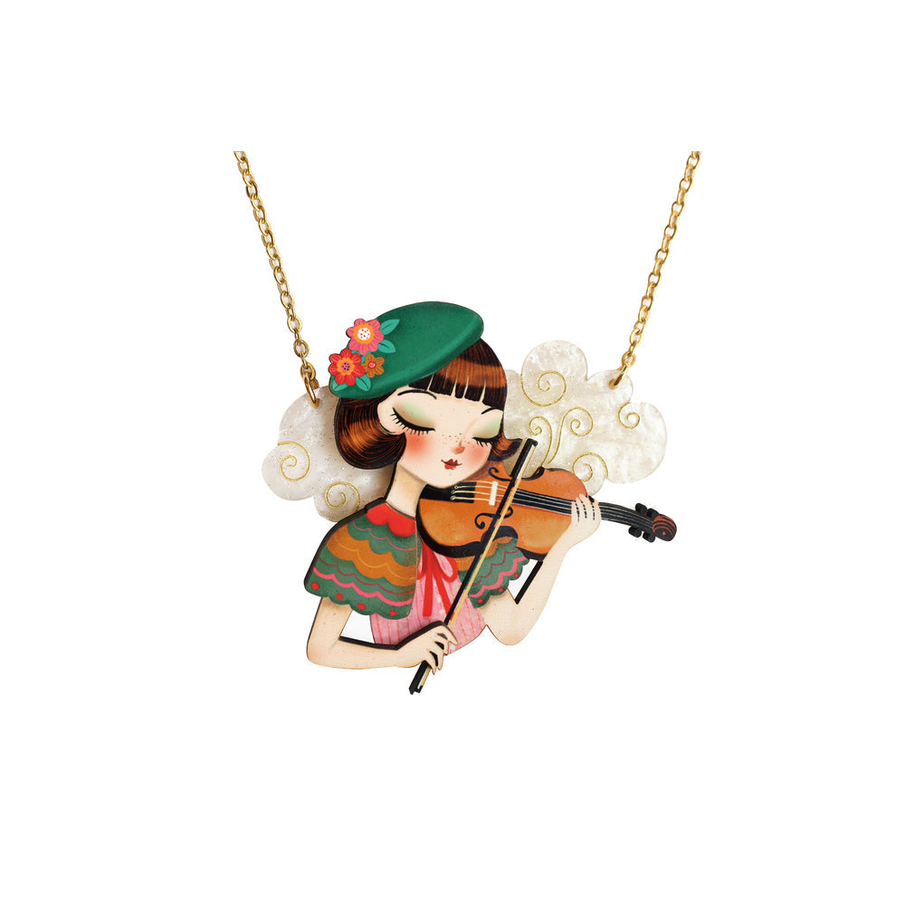 Girl playing the violin Necklace by Laliblue 