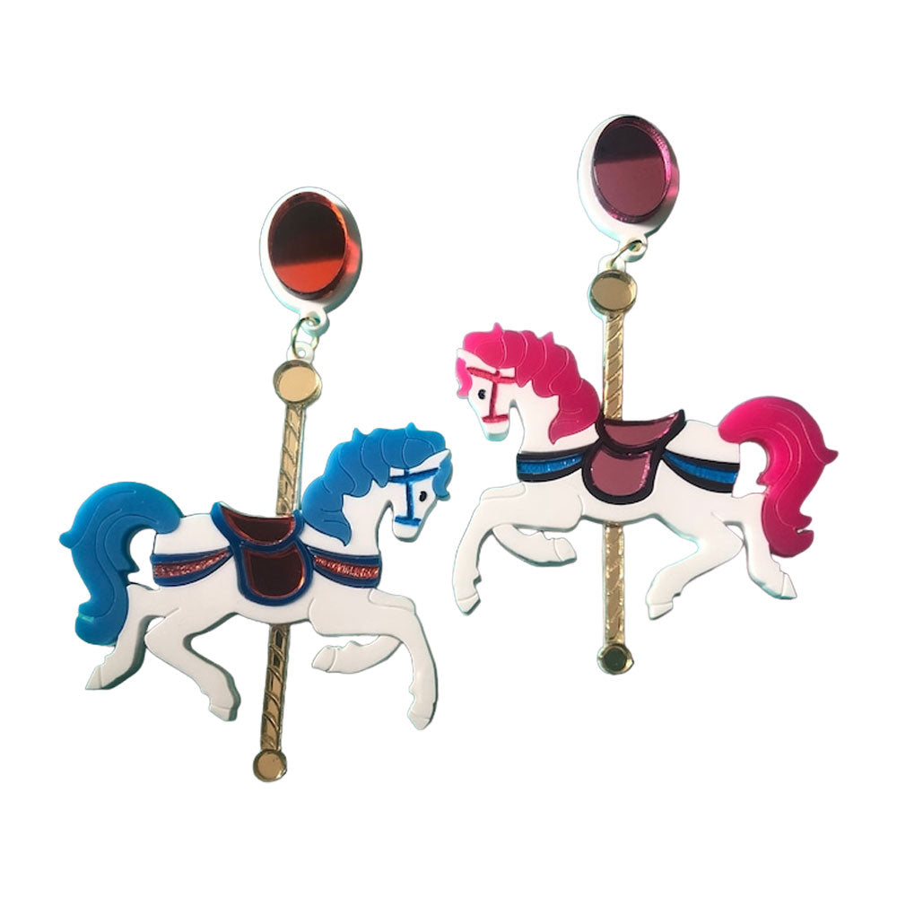 Funfair Collection - Acrylic Earrings with Carousel Horse by Makokot Design