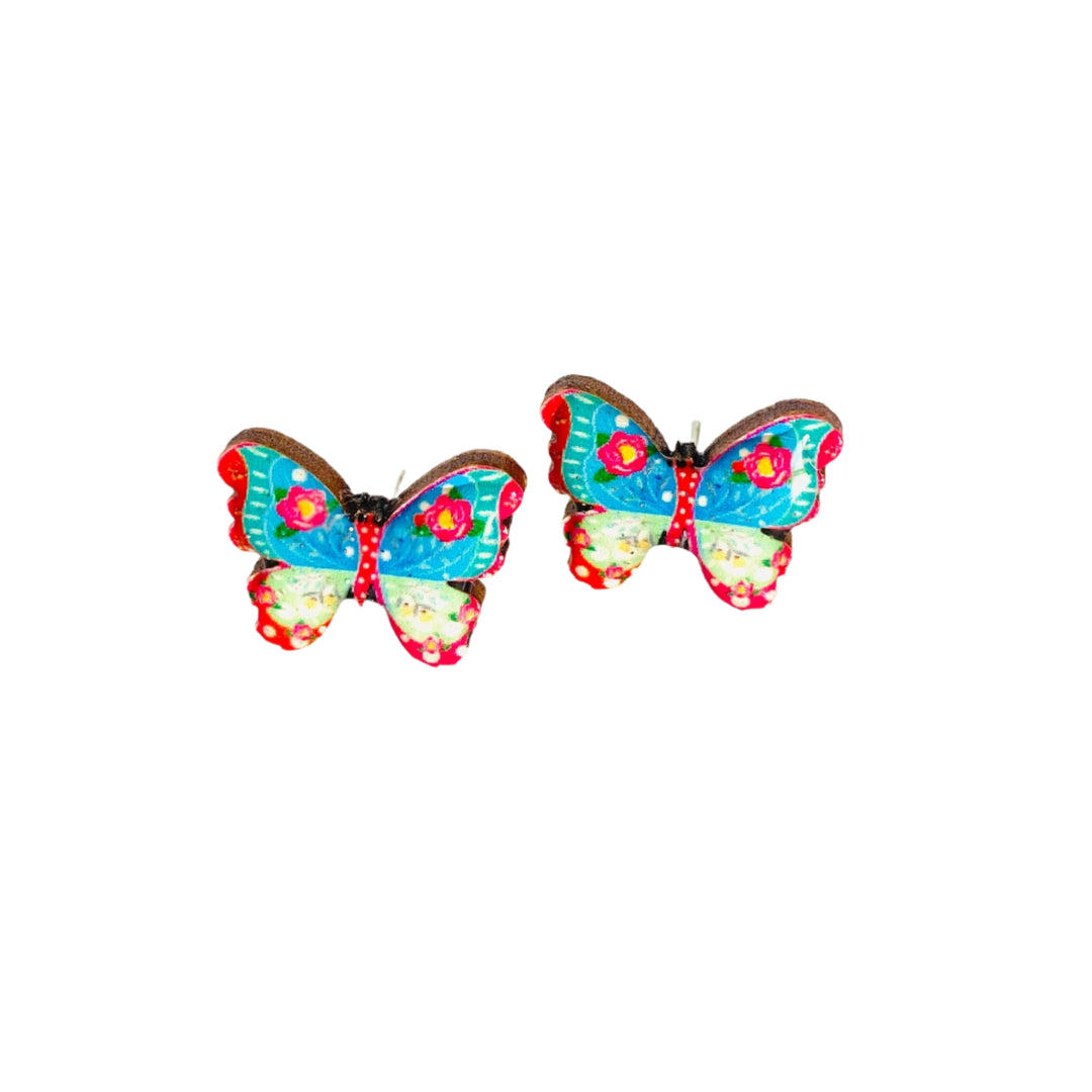 colorful butterfly stud earrings