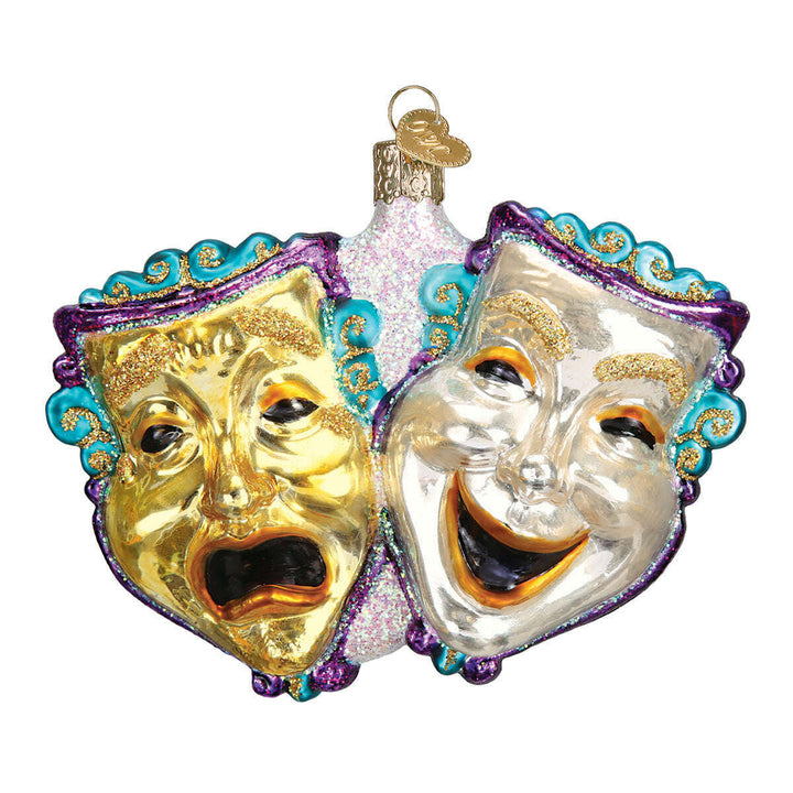 Old World Christmas Comedy And Tragedy Blown Glass Ornament