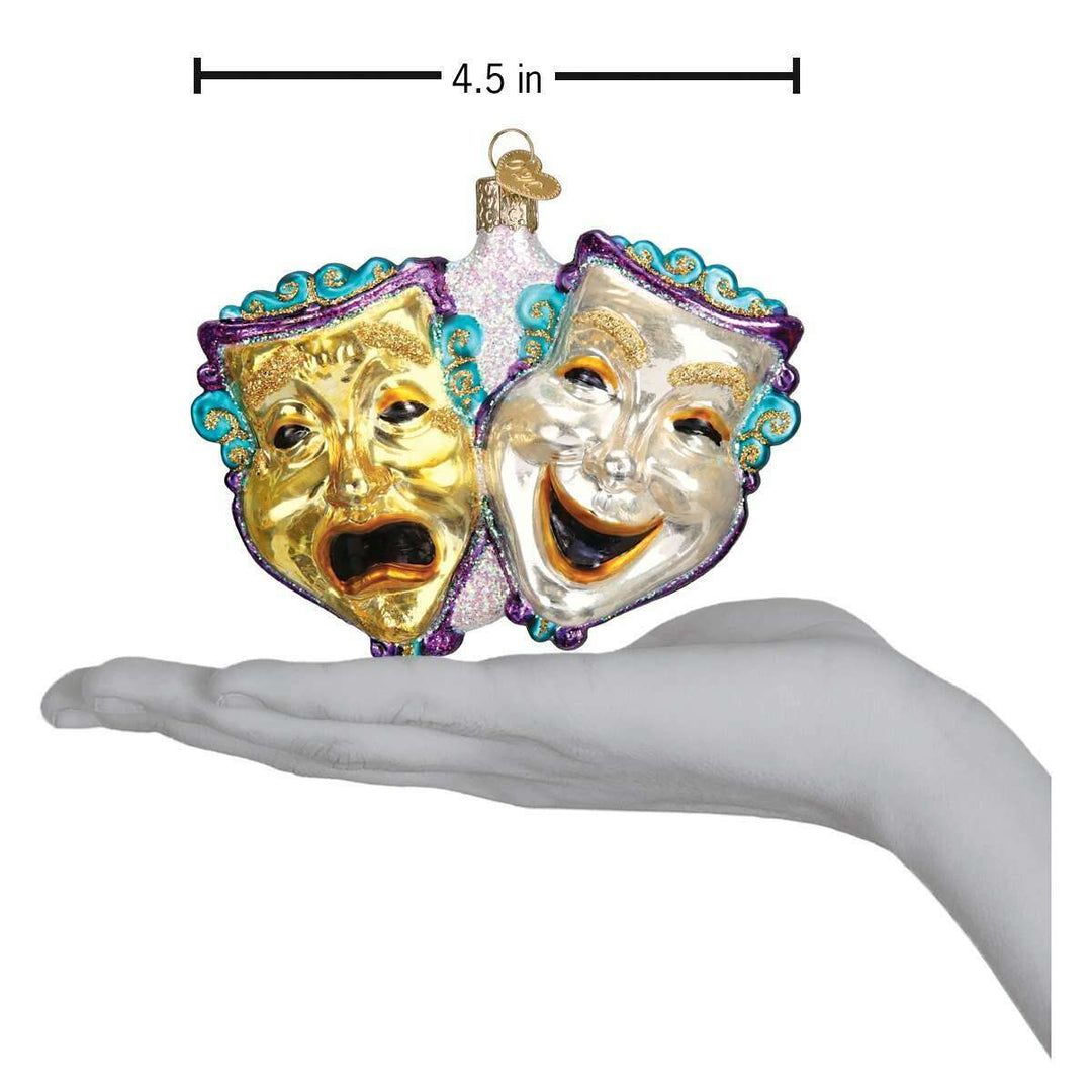 Old World Christmas Comedy And Tragedy Blown Glass Ornament
