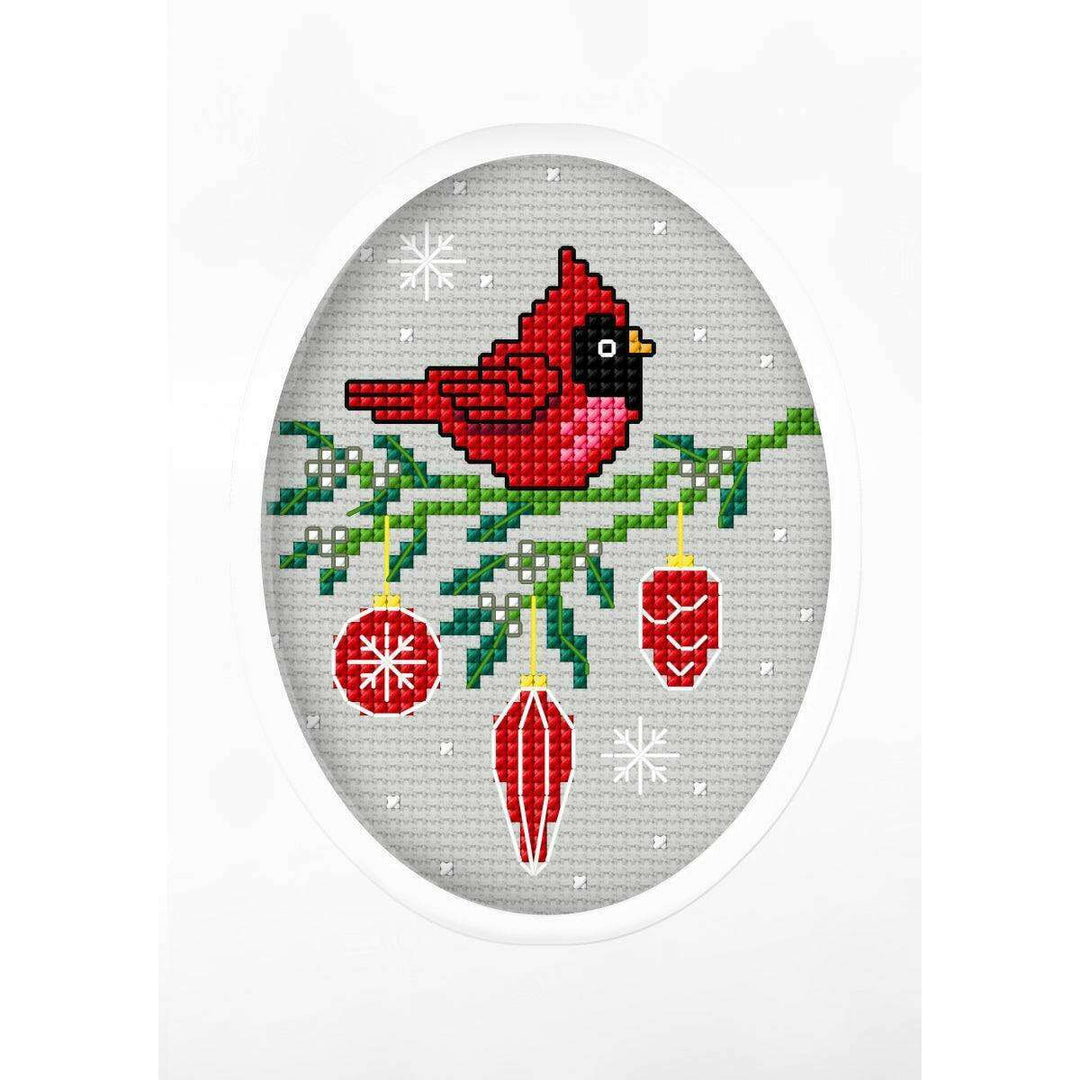 Complete counted cross stitch kit - greetings card "Cardinal" 6287