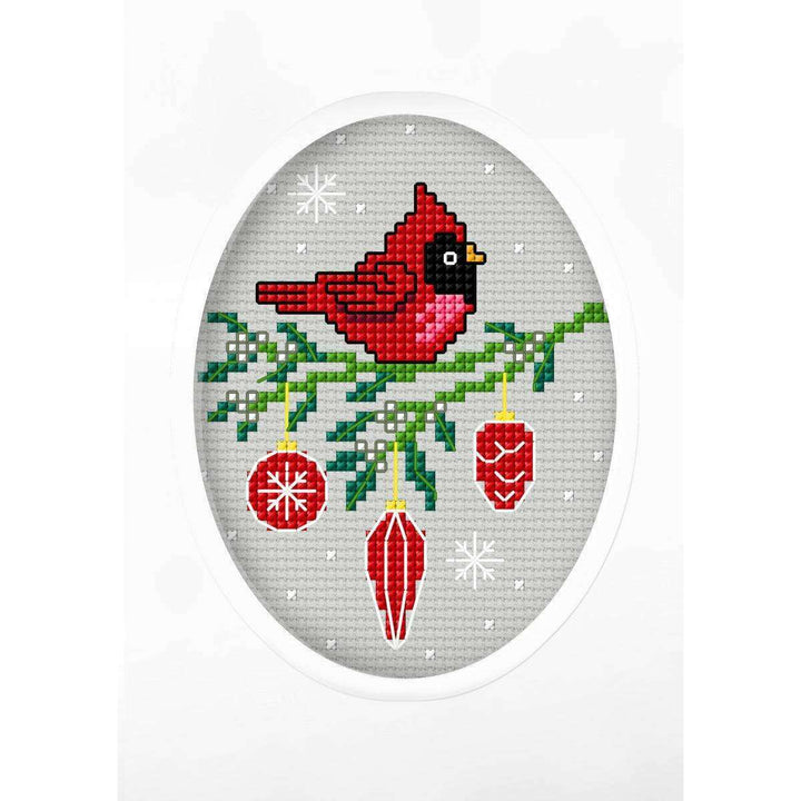 Complete counted cross stitch kit - greetings card "Cardinal" 6287