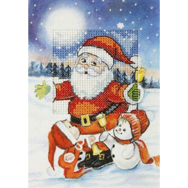 Complete counted cross stitch kit - greetings card "Santa Claus" 6245