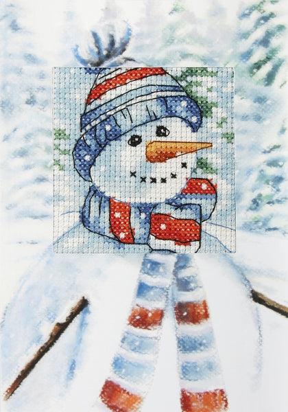 Complete counted cross stitch kit - greetings card "Snowman" 6243