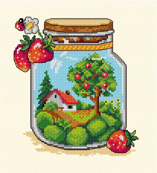 Complete counted cross-stitch kit "Summer Jar" 7776