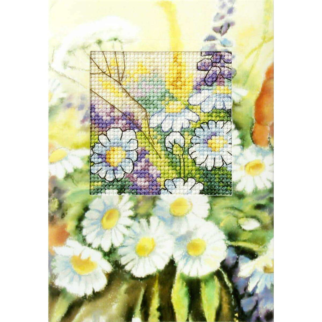 complete cross stitch kit - greetings card "Wild flowers" 6211