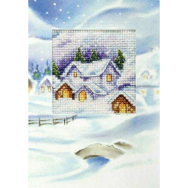 Complete cross stitch kit - greetings card "Winter landscape" 6195