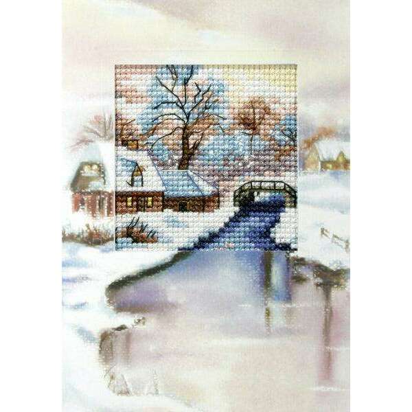 Complete cross stitch kit - greetings card "Winter landscape" 6197