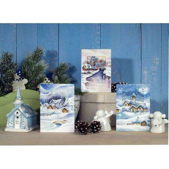 Complete cross stitch kit - greetings card "Winter landscape" 6197