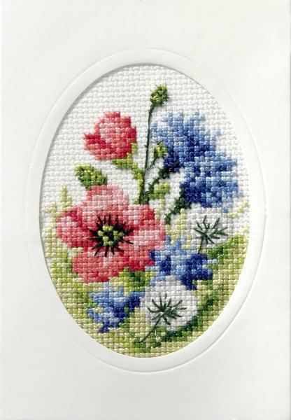 Complete cross stitch kit - greetings card "Wild flowers" 6098
