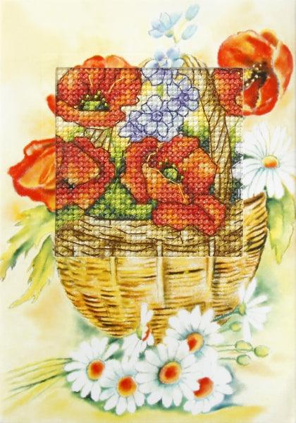 Complete cross stitch kit - greetings card "Wild flowers" 6212