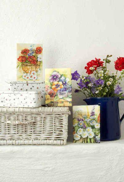 Complete cross stitch kit - greetings card "Wild flowers" 6212