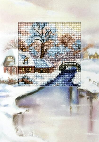 Complete cross stitch kit - greetings card "Winter landscape" 6197