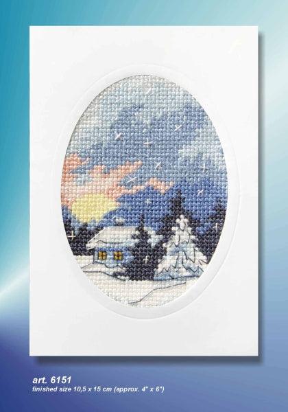 Complete cross stitch kit - greetings card "Winter night" 6151