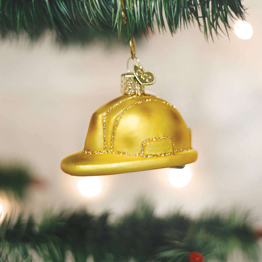 Old World Christmas Construction Helmet Blown Glass Ornament