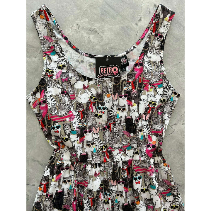 Cool Cats Shorter Length Fit & Flare Dress