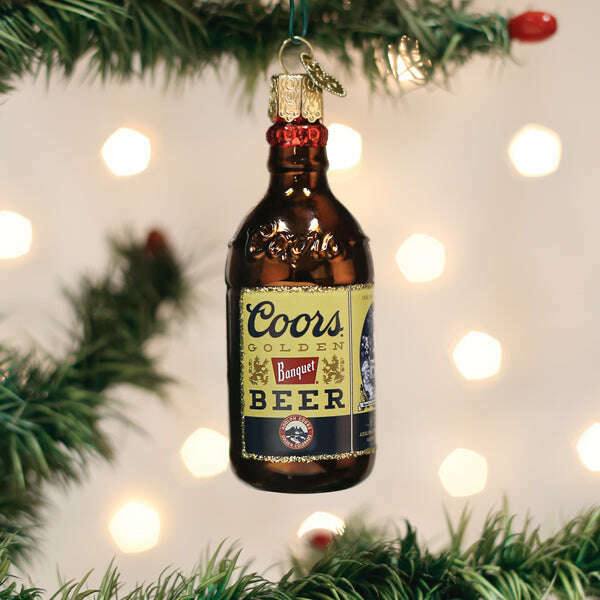 Old World Christmas Coors Banquet Bottle Blown Glass Ornament