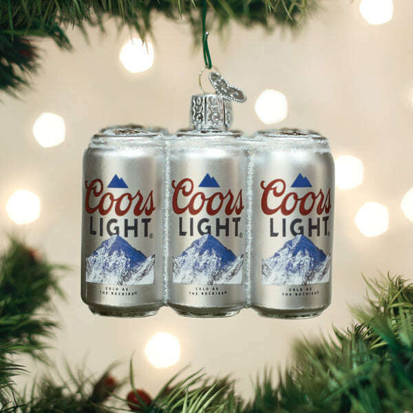 Old World Christmas Coors Light Six Pack Blown Glass Ornament