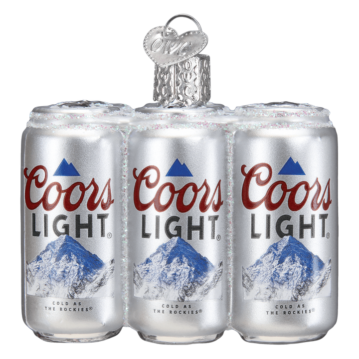 Old World Christmas Coors Light Six Pack Blown Glass Ornament