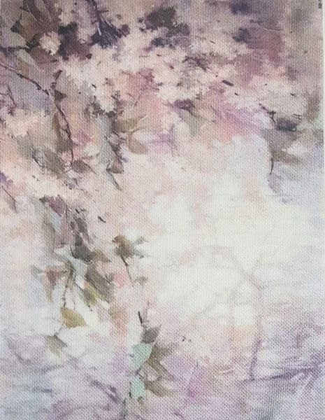 Ivy Cascade Designer Printed AIDA Fabric. Canvas for embroidery with an applied background  KF-1117A