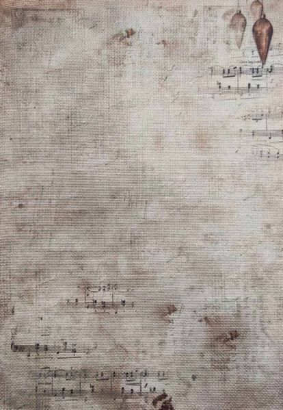 Forgotten Scroll Designer Printed AIDA Fabric. Canvas for embroidery with an applied background  KF-1168A