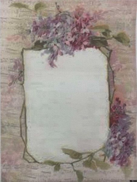 Floral Keepsake Designer Printed AIDA Fabric. Canvas for embroidery with an applied background  KF-1332A