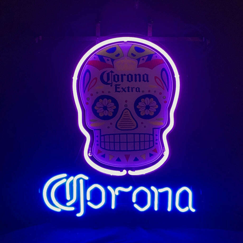 Corona Extra Dia de los Muertos Skull Neon Light Sign