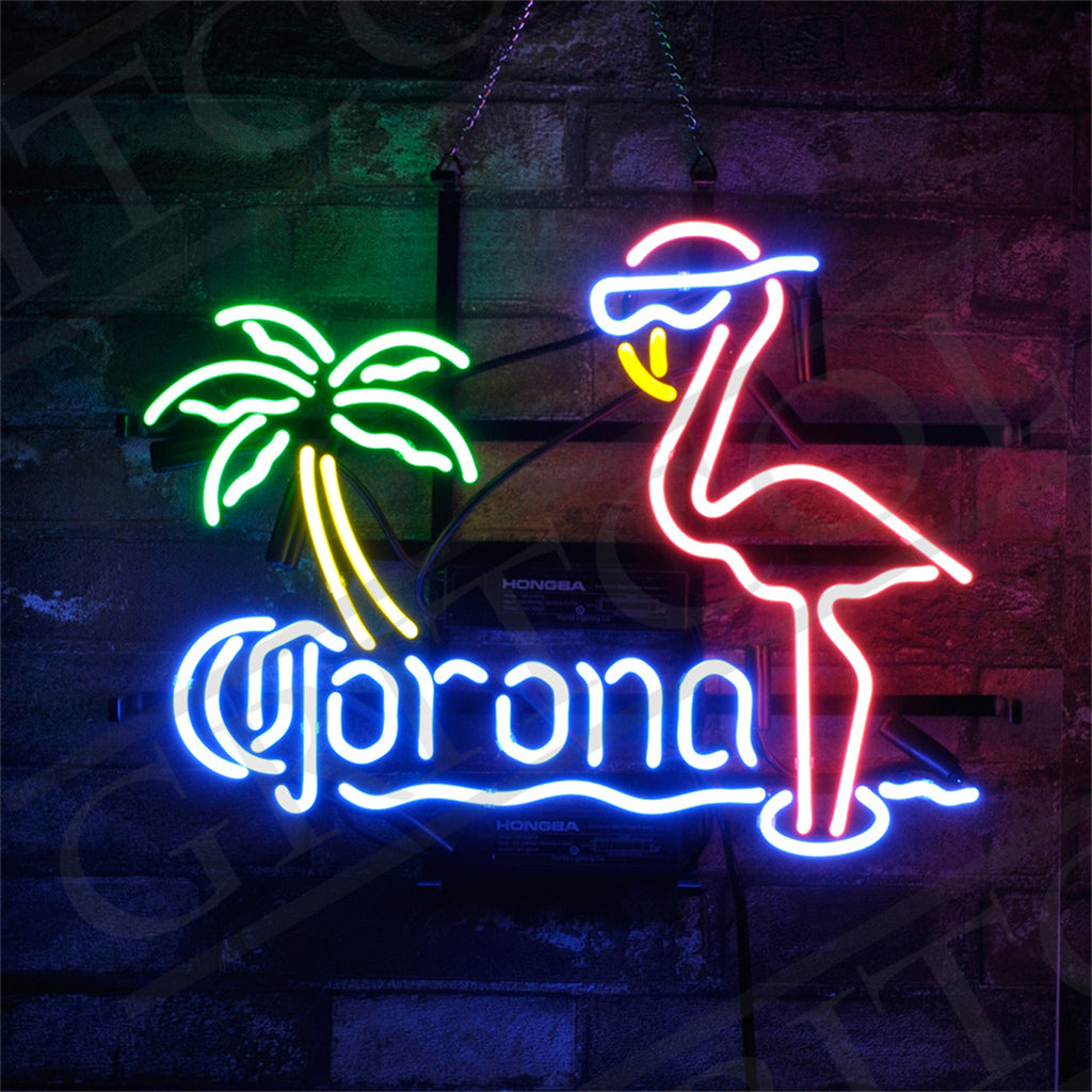 Corona Extra Flamingo Palm Tree Neon Light Sign