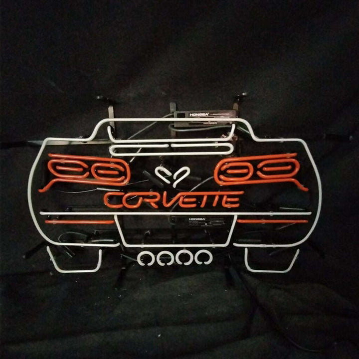 Corvette  Blue Auto Car Neon Signs