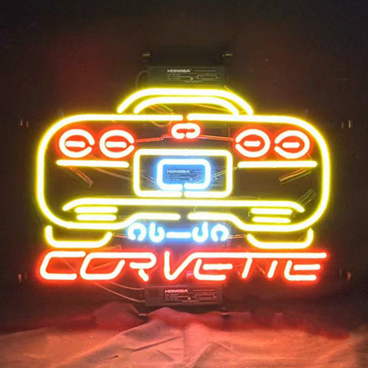 Yellow Corvette Auto Car Neon Signs Light